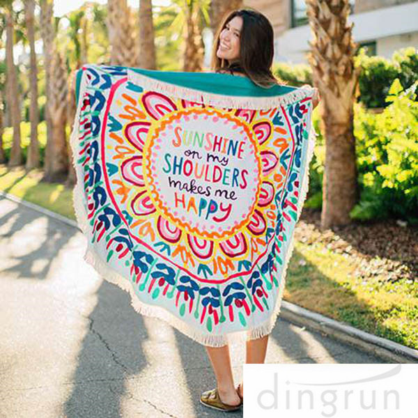 Adults Colorful Round 100 cotton beach towels Large Size 150cm Dry Fast