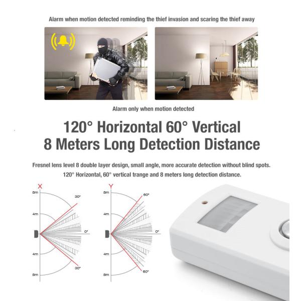Indoor 130dB Wireless Motion Sensor Alarms with Remote Control Alarm CX303