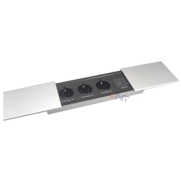 Slip-Open Desktop Power Outlet for Desks Offices Study Rooms and Counters with Embedded Installation