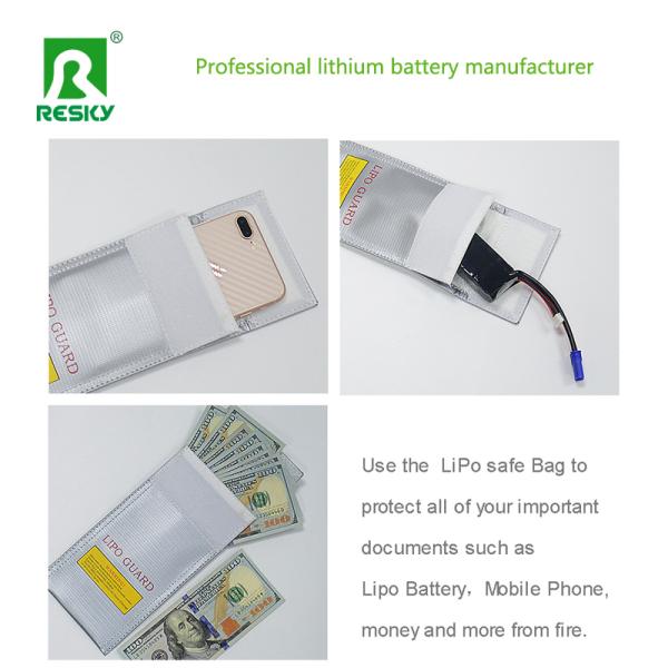 Fireproof Explosion Proof Waterproof 20 X 10cm Silver Glass Fiber RC LiPo Battery Bag For Battery Charging