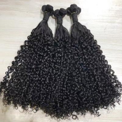 11A Double Weft Human Hair Extensions Pixie Curly Bundles With Lace Frontal Closure