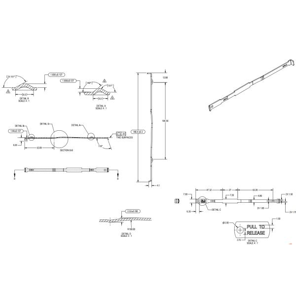 Electrophoresis Aluminum Coated Small Pull Rod for Precision Machinery