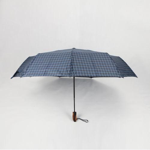 Fully Auto 3 Compact Golf Umbrella , 27 Inches Mens Golf Umbrella Blue Plaid Canopy