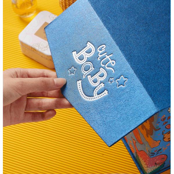 Cartoon flip gift box with artificial leather handle baby shower birthday gift packaging boxes