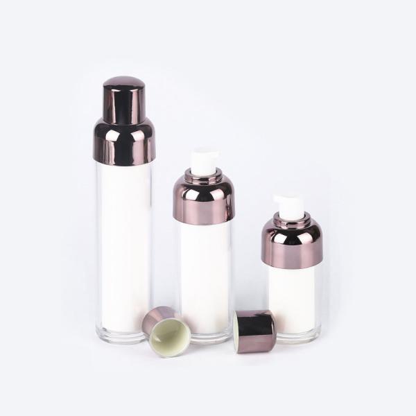 Bouteille de pompe sans air 15/30/50 ml de luxe, blanche/vert, avec conception à double corps