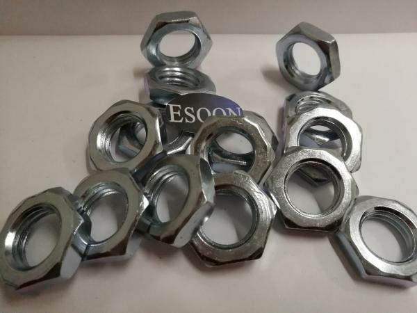 DIN936 Hexagon Jam nuts M20 * 1.5 Size Blue White Zinc Plating,Carbon steel grade 4.8 class