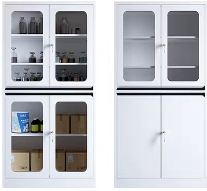 All Steel Medicine Storage Cabinet Heavy Duty Chemical Storage Cupboard With Glass Door