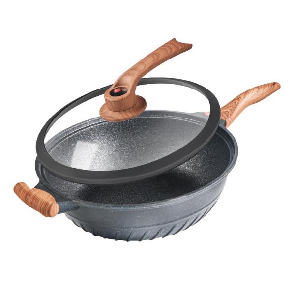 32cm Grey Flat Bottom Induction Wok Non Stick Aluminum Pan 6.62kg