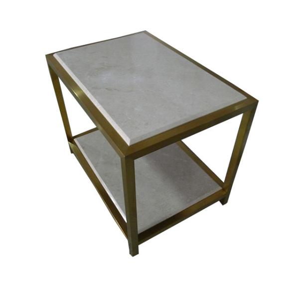 Stone top brass metal finish side table/end table/coffee table for 5-star hotel bedroom