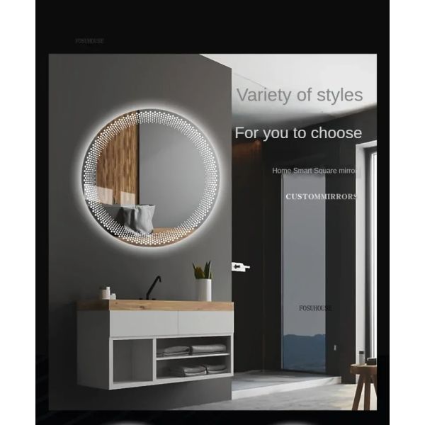 Simple flameproof Led Smart Touch Screen Anti-fog Round Sensor Mirror with Light(WH-MR-101)