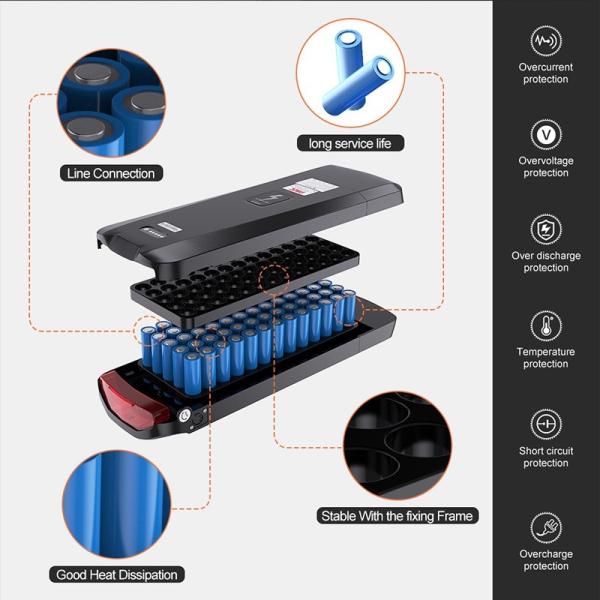Батарея 10S5P велосипеда лития 13.6AH 48V электрическая с алюминиевым случаем