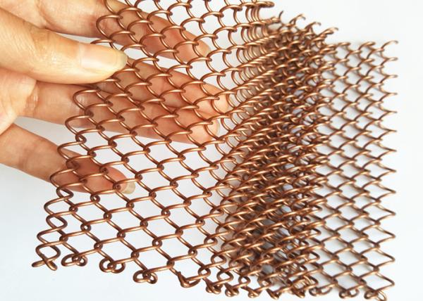 Cortina de alumínio da malha da bobina do divisor de sala, cortinas Chain do metal com cor de cobre
