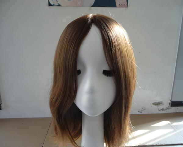 Perruques pour femmes avec sangles réglables, brunes, toupet pour femmes en cheveux humains