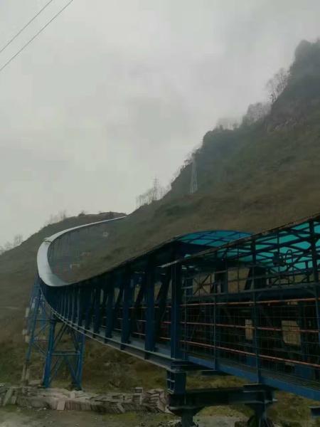 Pipe Belt Conveyor System For Curved Dust Free Bulk Material Enclosed Transport