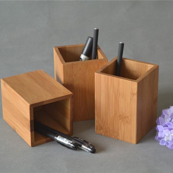 Multi Purpose Bamboo Wood Desk Pen Pencil Holder Stand Pencil Cup Pot Desk Organizer