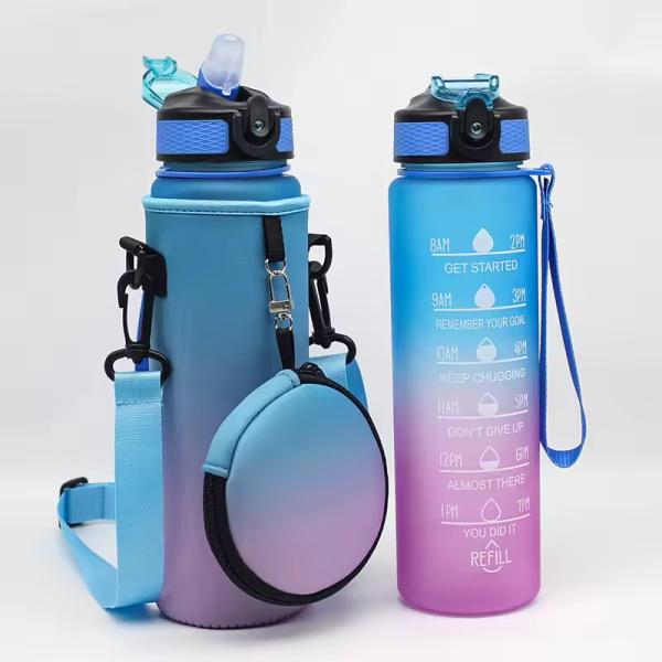 Customized Logo Neoprene Water Bottle Cooler with Adjustable Shoulder Strap and Pouch