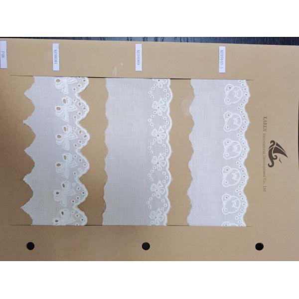 Белый вышитый хлопок шнурует отверстию ширины ткани 49in Breathable
