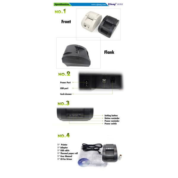 Black Color 2 Inch Usb Thermal Desktop Printer For Supermarket Bill