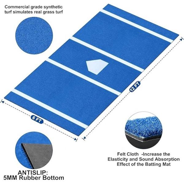 Baseball Batting Mat for Indoor Outdoor Training 15mm Pile Height 3/16 Inch Gauge