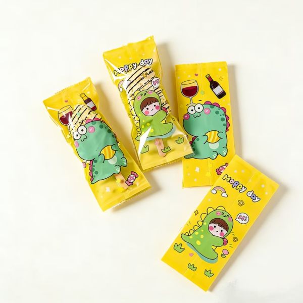 Low MOQ Middle Gusset Packaging Stocked Plastic OPP Bag Food Grade Packaging for Chocolate Bar Lolly Popsicle Ice Cream Pizza