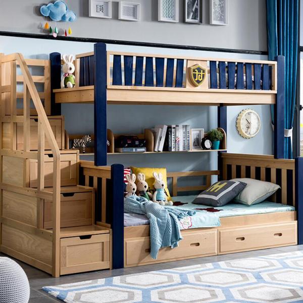 Wood Kids Teenager Bunk Beds Twin Over Full Bedroom Sets OEM