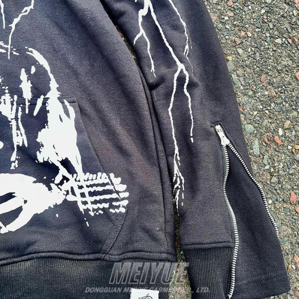 Service d'OEM Impression numérique Hoodie Drop Shoulder Zip Hoodie Saison d'automne