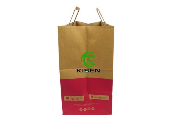 Restaurant Flat Paper Handle Shopping Bags Food Grade For Taking Away Burger