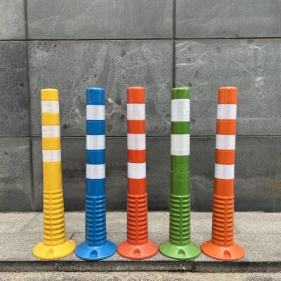 Popular Spring Parking Sign Post Road Safety Flexible PU Screw Thread Parking Lot Sign Posts