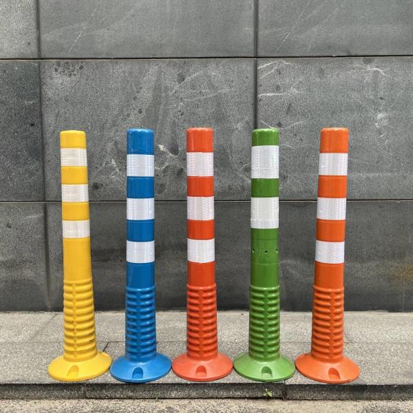Popular Spring Parking Sign Post Road Safety Flexible PU Screw Thread Parking Lot Sign Posts
