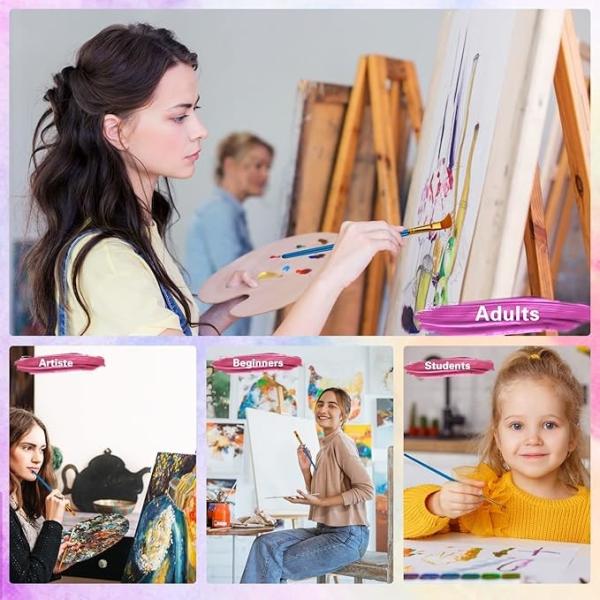 Acrylic Oil Watercolor Paint Brushes Set UV Resistant For Body Face Rock Canvas