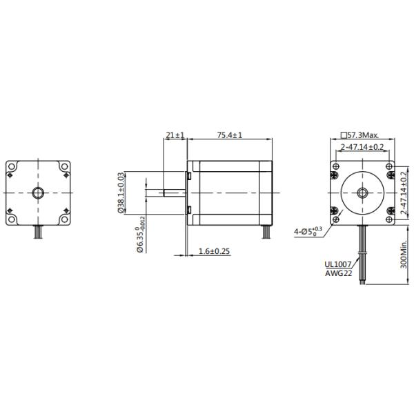 1.8 Degree Nema 23 Hybrid Stepper Motor 1.2N.M High Torque With 6.35mm / 8mm Round  D Shaft