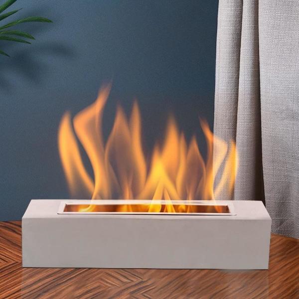 18 X 4 X 4 Inches Rectangular Table Top Fire Pit Outdoor Indoor Portable Concrete
