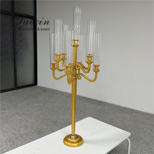 ZT-593 lujoso único candelabro de cristal alto piezas centrales de la boda