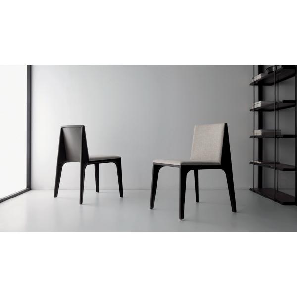 Colombo Oak Mak Fiberglass Dining Chair Padded Brown Faux Leather Seat