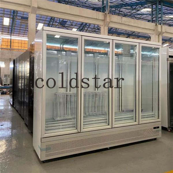 Supermarket 4 Doors Refrigerator Showcase R290 Upright Glass Door Display Cooler for Drink