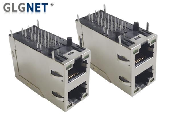 Stacked 2X1 10G Magnetic RJ45 Connector 4 Channels PHY Through Hole Mounting