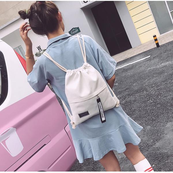 Korean drawstring, rucksack, women's bag, trend, mori ladies backpack, ribbon, minimalist student bag
