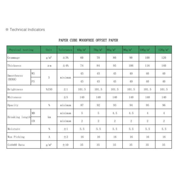 60 70 80 90 100 120GSM Papel de ligação branco bruto//Papel offset não revestido com alto peso