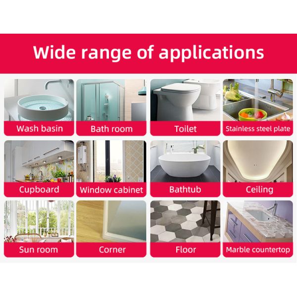 White Clear Waterproof Acetoxy Acid Silicone Sealant Bathroom Glass Installation