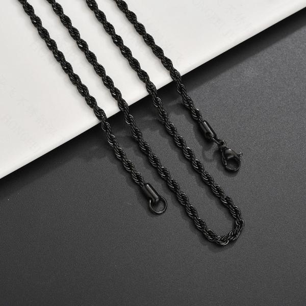 Stainless Steel Twist Rope Chain Necklace For Women and Men Fashion Jewelry Accessories