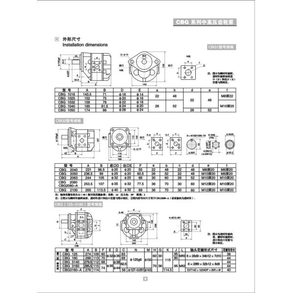 CBG1016 CBG2080-A Hydraulic Gear Pump CBF-E Series