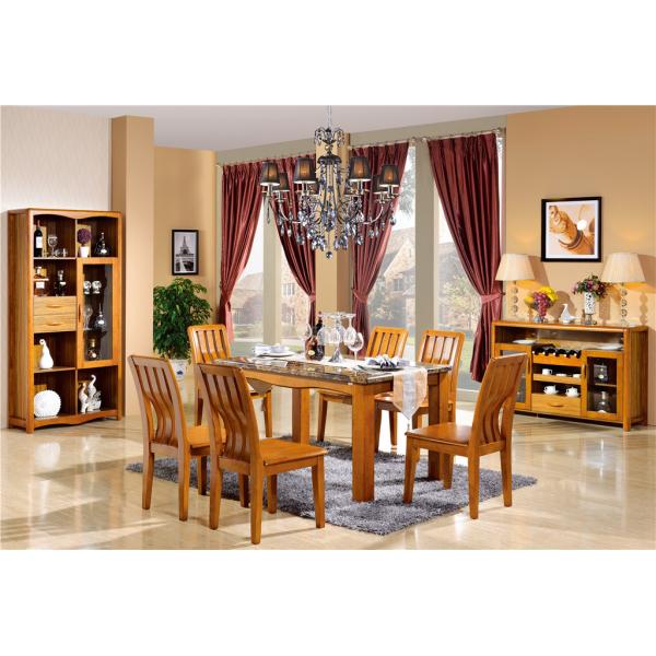 modern rectangle solid wood marble top dining table set