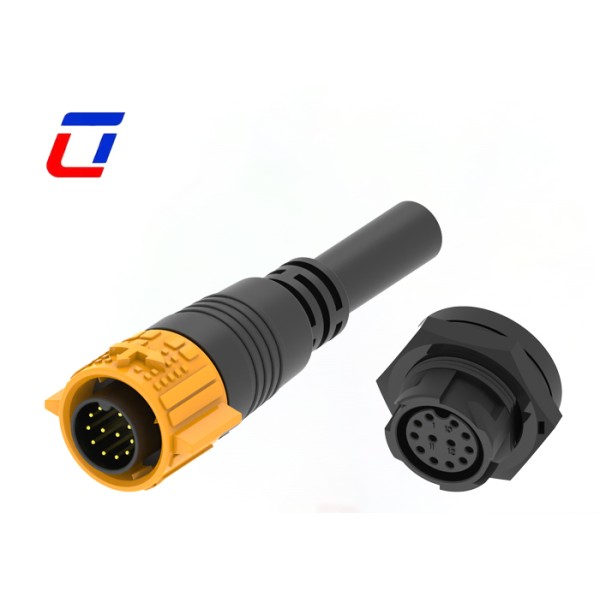 Nylon M19 12 Pin Outdoor Molded Cable Connector IP67 300V Waterproof Data Connector