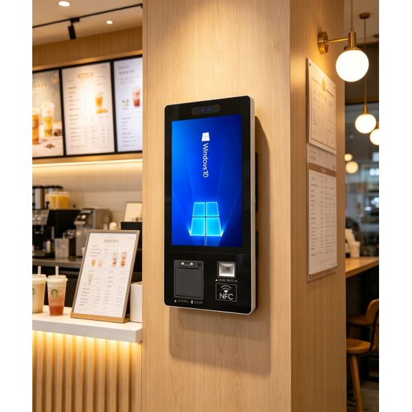 Restaurant Desktop Android/Wind10 System Multi Touch Screen Kiosk Self Ordering Payment LCD Kiosk with Credit Card Terminal