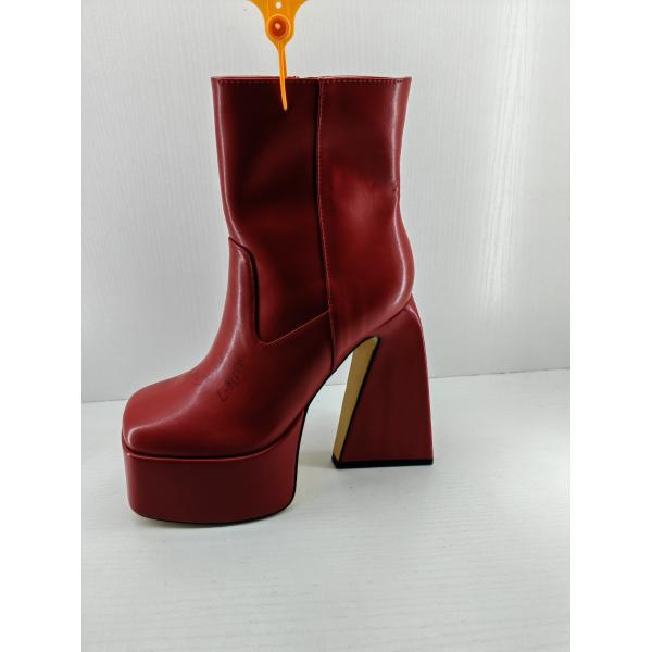 Женские красные кожаные ботинки высокие каблуки для случайных случаев