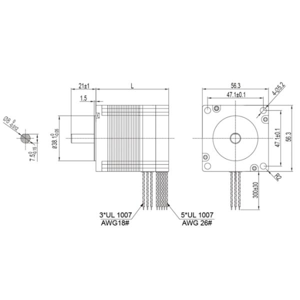 24V одновальный двигатель BLDC с обмоткой звезды 3000 об/мин