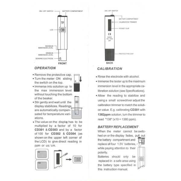 CD-303 pocket conductivity apparatus conductivity tester conductivity meter EC tester