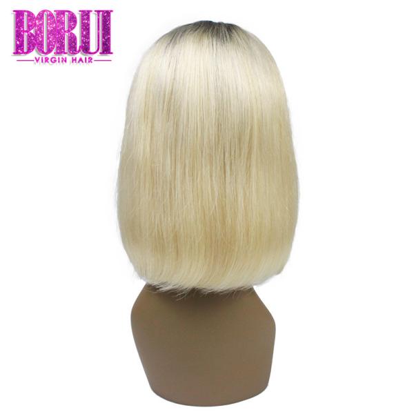 Brazilian Straight Short Bob 1b613# Honey Blonde 13x4 Lace Closure Soft Smooth