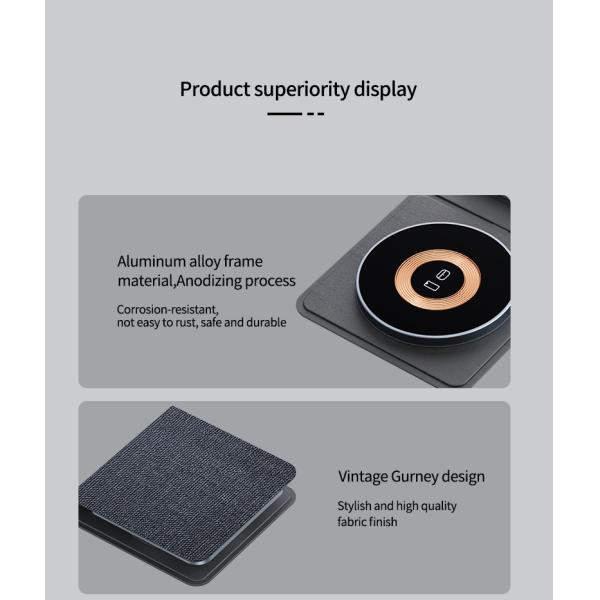 Portable Fast Charge Wireless Charging Pad with Over-heat Protection and 5V/3A Input
