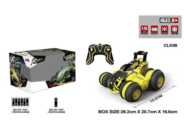 Rotation Yellow Blue 4WD Children's Play Toys  , 2.4G Stunt Remote Control Cars